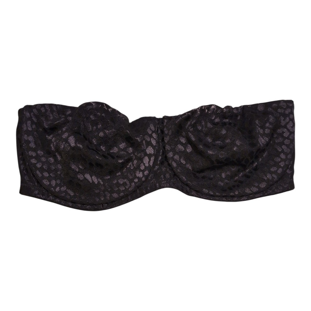 Soma Strapless Bra 38C NEW Eva Animal Jacquard Black Underwire Full Coverage